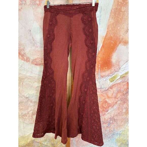 Free People Neptunes Net Crochet Flare Pants - Picture 4 of 6